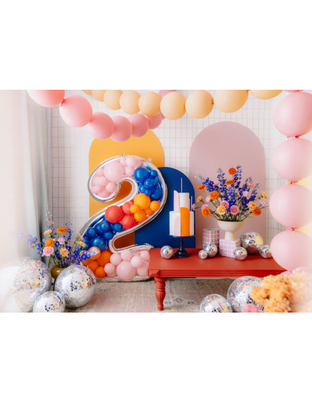 Forma Cyfra ''2'' dla balonów lateksowych, 126cm, srebrne błyszczące