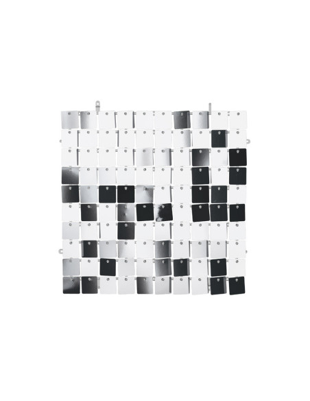 Panel cekinowy, kwadraty, srebrny, 30x30 cm
