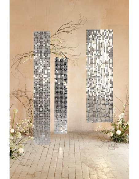 Panel cekinowy, kwadraty, srebrny, 30x30 cm