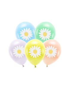 Balony Eco 30 cm, Stokrotki, mix (1 op. / 5 szt.)