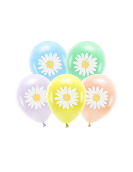 Balony Eco 30 cm, Stokrotki, mix (1 op. / 5 szt.)