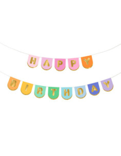 Baner papierowy Happy Birthday, mix, 163x12 cm