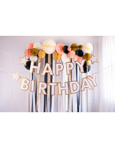 Baner papierowy Happy Birthday, mix, 220x14.5 cm
