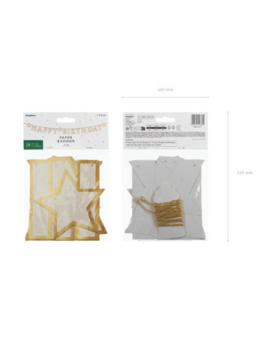 Baner papierowy Happy Birthday, mix, 220x14.5 cm