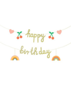 Baner papierowy Happy Birthday, mix, 100x18 cm