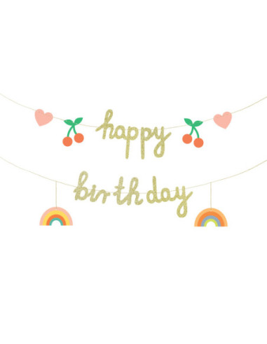 Baner papierowy Happy Birthday, mix, 100x18 cm