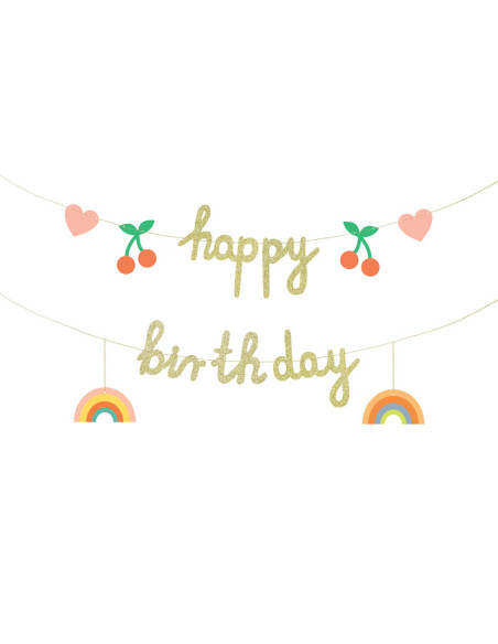 Baner papierowy Happy Birthday, mix, 100x18 cm