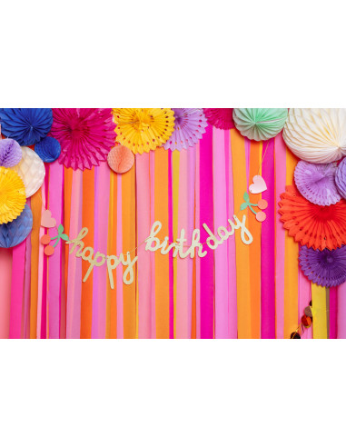 Baner papierowy Happy Birthday, mix, 100x18 cm