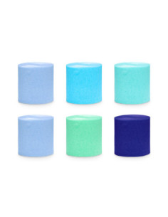 Krepa 5cm/10m, zestaw 6 szt., mix niebiesko-zielony (1 op. / 6 szt.)