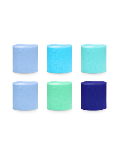 Krepa 5cm/10m, zestaw 6 szt., mix niebiesko-zielony (1 op. / 6 szt.)