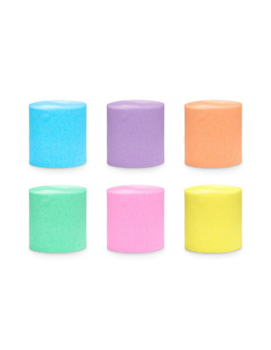 Krepa 5cm/10m, zestaw 6 szt., mix pastelowe tęczowe (1 op. / 6 szt.)