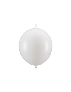 Balony z łącznikiem, 28 cm, Metallic Pure White (1 op. / 20 szt.)