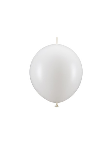 Balony z łącznikiem, 28 cm, Metallic Pure White (1 op. / 20 szt.)