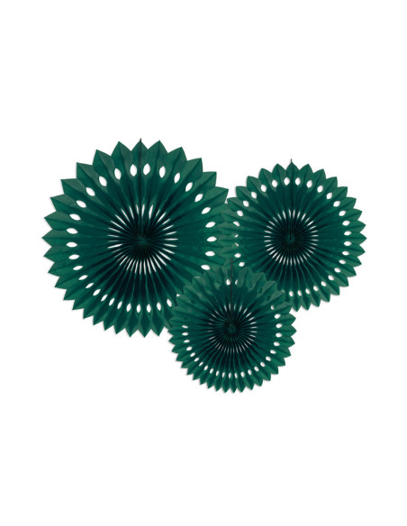 Rozety dekoracyjne, ciemny zielony, 20-30cm (1 op. / 3 szt.)