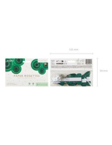 Rozety dekoracyjne, ciemny zielony, 20-30cm (1 op. / 3 szt.)