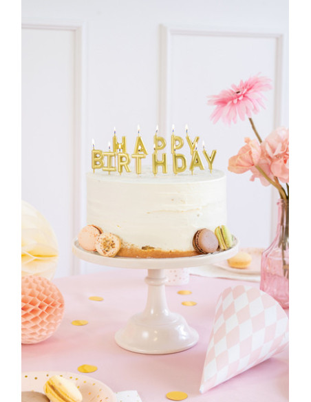 Świeczki urodzinowe Happy Birthday, 2.5 cm, złoty (1 op. / 13 szt.)