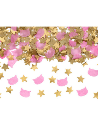 Tuba strzelająca gwiazdkami i konfetti w kształcie kotków, 20 cm