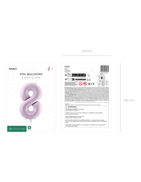 Balon foliowy Cyfra ''8'', 72cm, fiolet