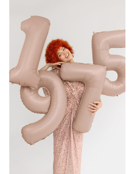 Balon foliowy Cyfra ''9'', 72cm, ciemny beż