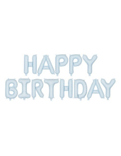 Balon foliowy Happy Birthday, 340x35cm, niebieski