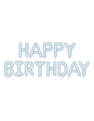 Balon foliowy Happy Birthday, 340x35cm, niebieski