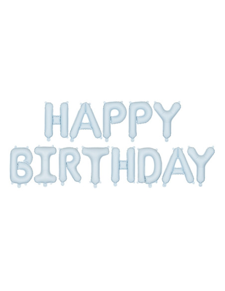 Balon foliowy Happy Birthday, 340x35cm, niebieski