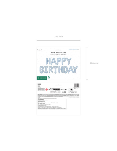 Balon foliowy Happy Birthday, 340x35cm, niebieski