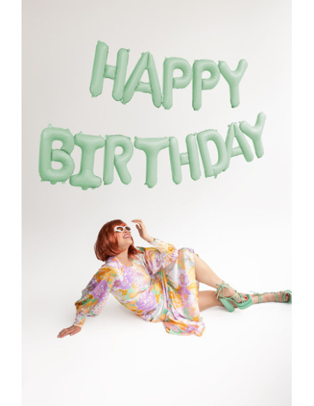 Balon foliowy Happy Birthday, 340x35cm, zieleń