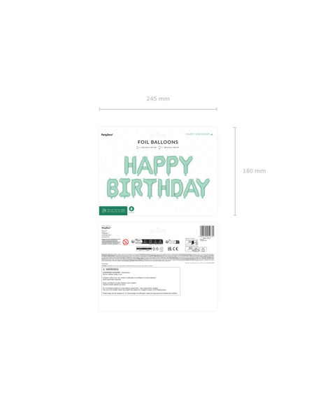 Balon foliowy Happy Birthday, 340x35cm, zieleń