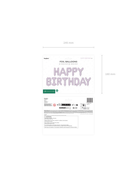 Balon foliowy Happy Birthday, 340x35cm, fiolet