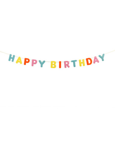 Baner filcowy, Happy Birthday, mix, 3m