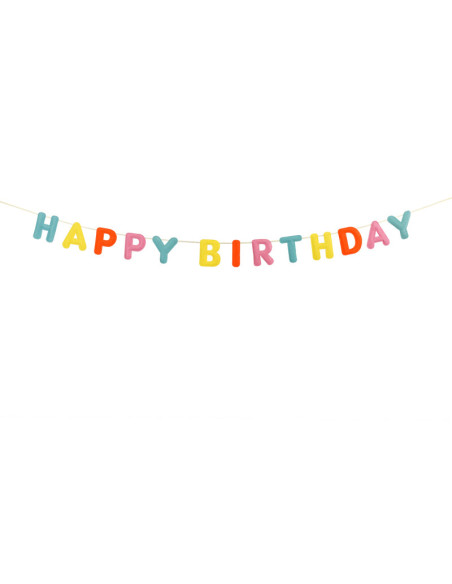 Baner filcowy, Happy Birthday, mix, 3m