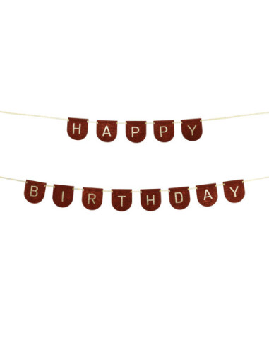 Baner filcowy, Happy Birthday, brązowy, 3m