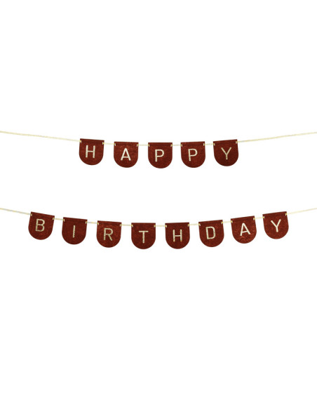 Baner filcowy, Happy Birthday, brązowy, 3m