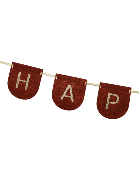 Baner filcowy, Happy Birthday, brązowy, 3m