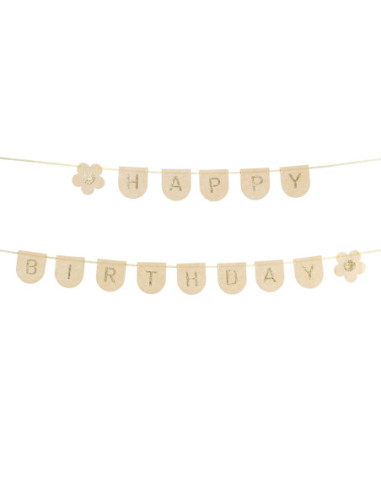 Baner filcowy, Happy Birthday, różowy, 3m
