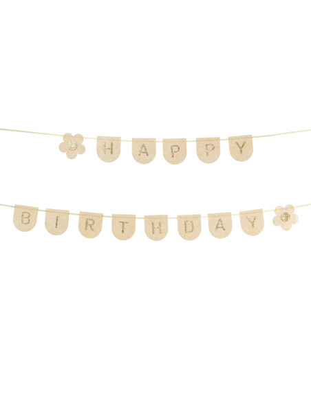 Baner filcowy, Happy Birthday, różowy, 3m