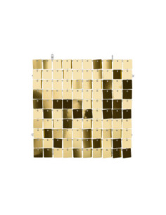 Panel cekinowy, kwadraty, zimny złoty, 30x30 cm