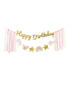 Baner Happy Birthday Jednorożec, 230x17.5 cm, mix
