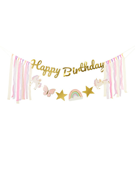 Baner Happy Birthday Jednorożec, 230x17.5 cm, mix