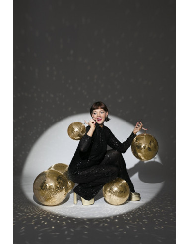 Kula lustrzana disco, szampański złoty, 40 cm