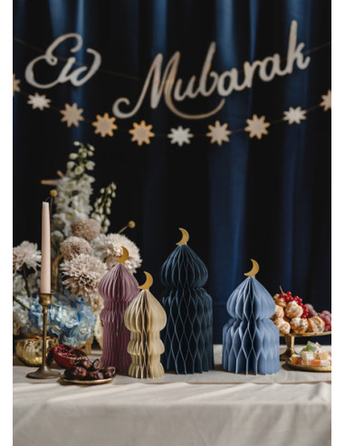 Dekoracje papierowe honeycomb Eid Mubarak, mix, 22.5-33.5cm (1 op. / 4 szt.)