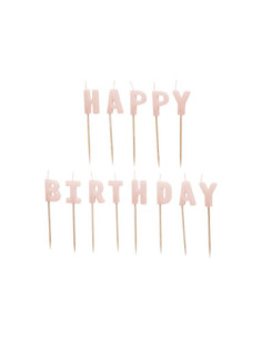 Świeczki urodzinowe Happy Birthday, 2,5 cm, różowy (1 op. / 13 szt.)