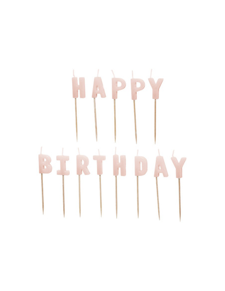 Świeczki urodzinowe Happy Birthday, 2,5 cm, różowy (1 op. / 13 szt.)