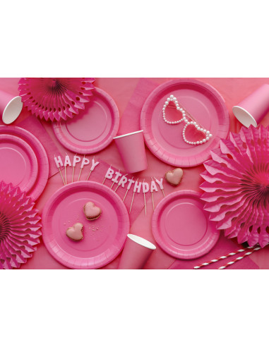 Świeczki urodzinowe Happy Birthday, 2,5 cm, różowy (1 op. / 13 szt.)