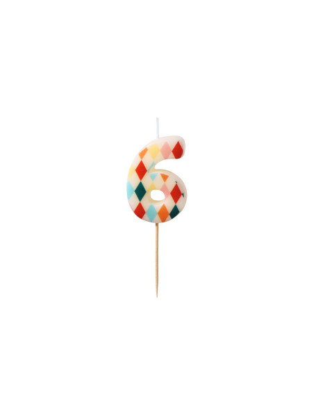 Świeczka urodzinowa Cyfra 6 Romby, 5,5 cm, mix