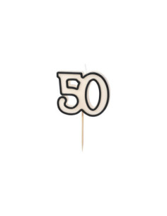 Świeczka urodzinowa liczba 50, 5,5cm, biało-czarny