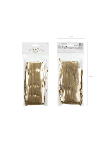 Skirting foliowy z frędzlami, elegancki złoty, 300x80cm