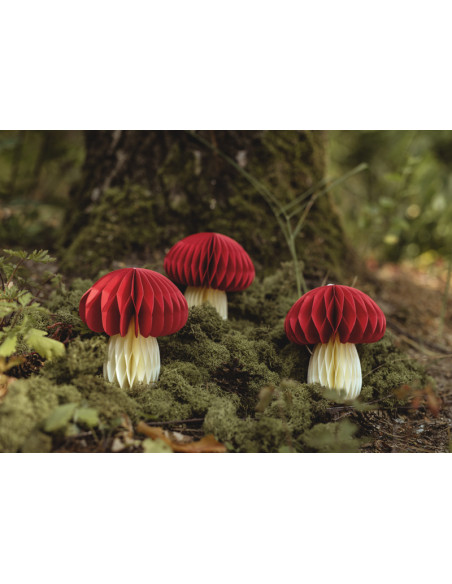 Dekoracja papierowa honeycomb Grzybek, 12,5 cm, mix