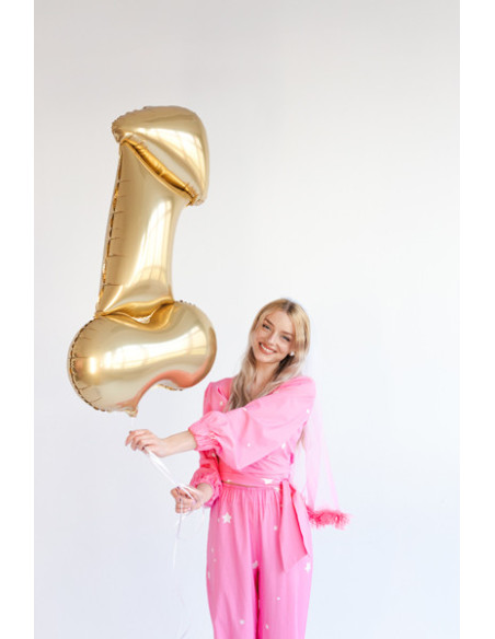 Balon foliowy Penis, 55,5x112 cm, złoty